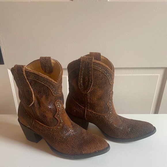 IDYLLWIND Women Two Step Western Cowboy Ankle Studded Booties - Picture 3 of 8